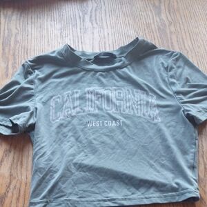 SHEIN Olive California Graphic Crop Top